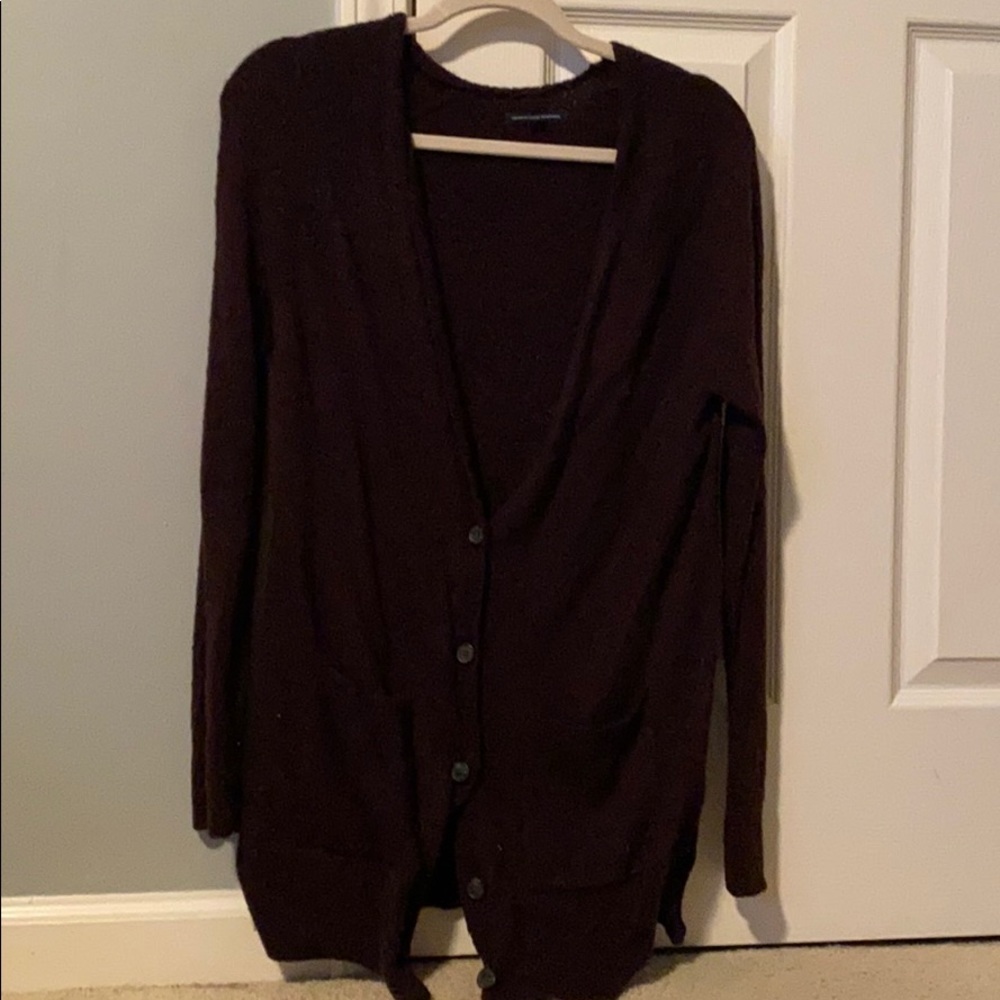 Maroon American Eagle Plush Cardigan